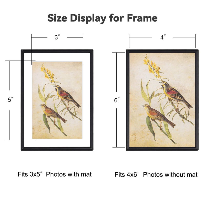 Fkvat 4x6 Picture Frame Set of 3, Black Modern Aluminum Metal Photo Frame with HD Glass, Fits 3x5 with Mat or 4 x 6 without Mat, for Tabletop and Wall Mounting - Image 2